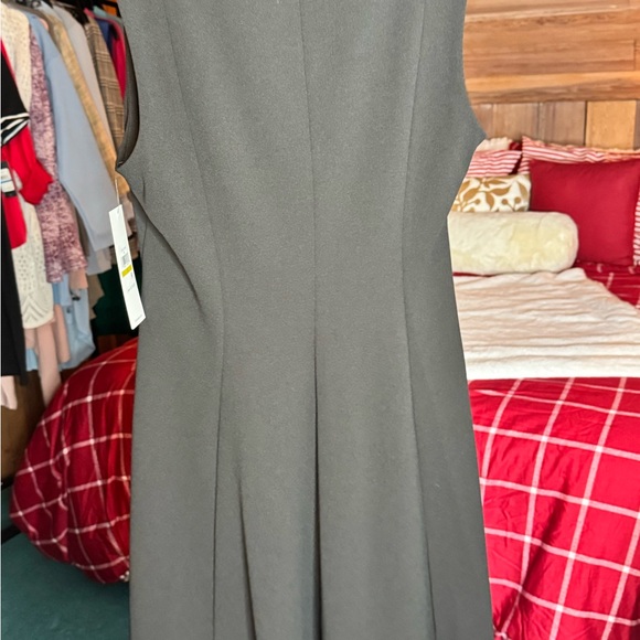 Calvin Klein Black Fit & Flare Dress Size 14 NWT CK Zip Charm Sleeveless - Picture 7 of 11